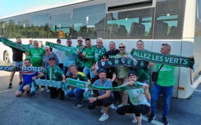 La section 38 en liesse après la victoire des Verts à Geoffroy-Guichard face à Rodez